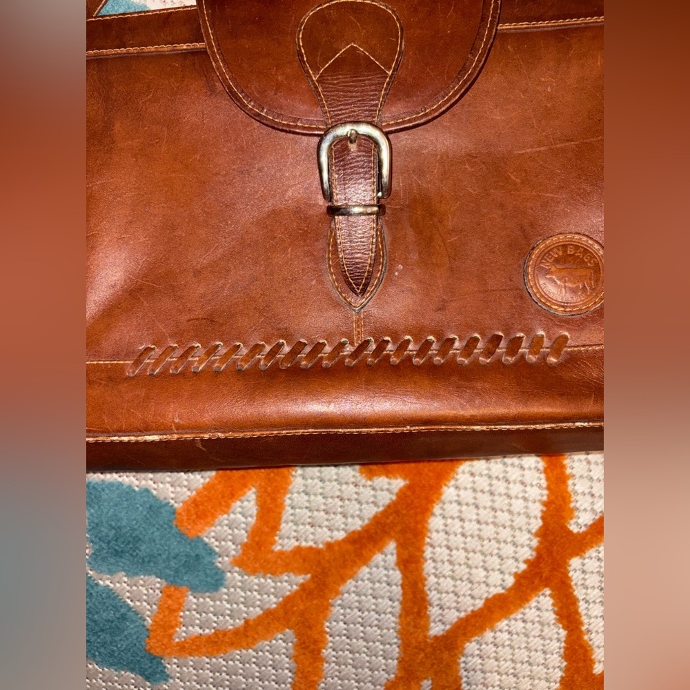 Vintage Handmade Chilean Leather Crossbody Satchel Purse Messenger Bag - Picture 2 of 11